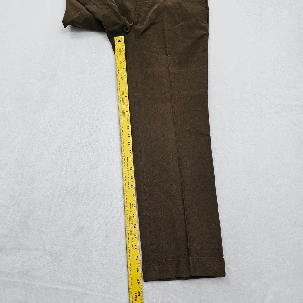 Luciano Barbera Trousers Pants Mens 52 34x29 Brown Cotton Cuffed Italy Preppy
